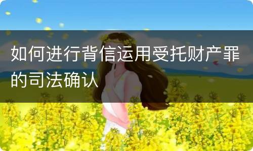 如何进行背信运用受托财产罪的司法确认