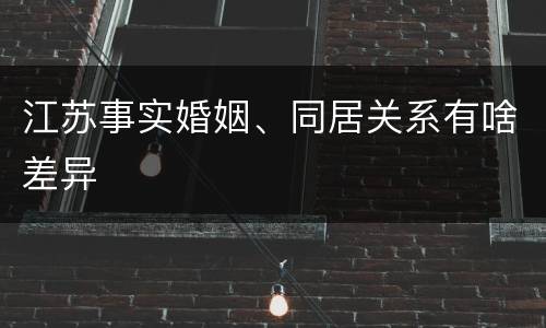 江苏事实婚姻、同居关系有啥差异