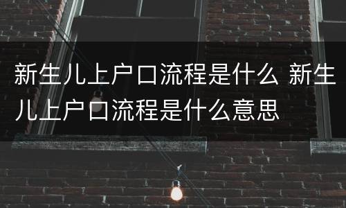 新生儿上户口流程是什么 新生儿上户口流程是什么意思