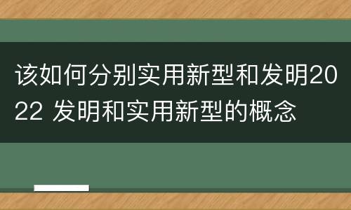 该如何分别实用新型和发明2022 发明和实用新型的概念