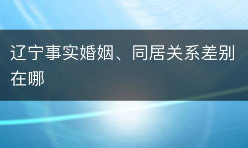 辽宁事实婚姻、同居关系差别在哪