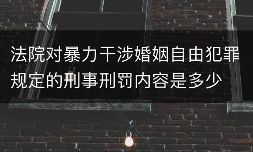 法院对暴力干涉婚姻自由犯罪规定的刑事刑罚内容是多少