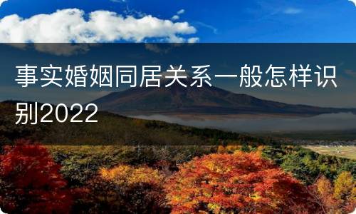 事实婚姻同居关系一般怎样识别2022