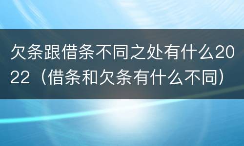 欠条跟借条不同之处有什么2022（借条和欠条有什么不同）