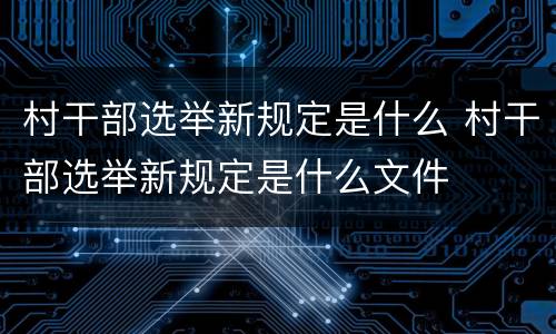 村干部选举新规定是什么 村干部选举新规定是什么文件