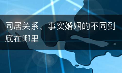 同居关系、事实婚姻的不同到底在哪里