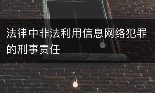 法律中非法利用信息网络犯罪的刑事责任