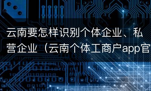 云南要怎样识别个体企业、私营企业（云南个体工商户app官网）