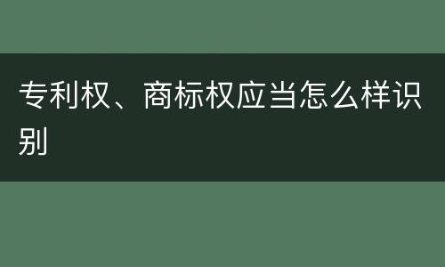 专利权、商标权应当怎么样识别