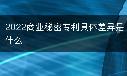 2022商业秘密专利具体差异是什么