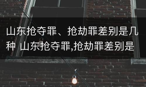 山东抢夺罪、抢劫罪差别是几种 山东抢夺罪,抢劫罪差别是几种犯罪