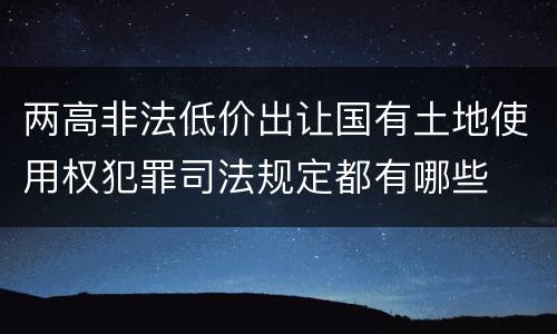 两高非法低价出让国有土地使用权犯罪司法规定都有哪些