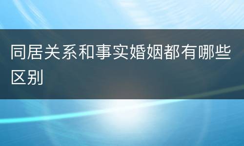 同居关系和事实婚姻都有哪些区别