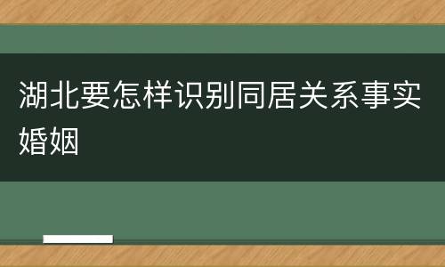 湖北要怎样识别同居关系事实婚姻