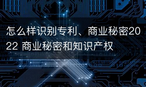 怎么样识别专利、商业秘密2022 商业秘密和知识产权