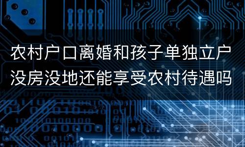 农村户口离婚和孩子单独立户没房没地还能享受农村待遇吗