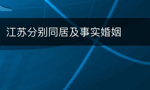 江苏分别同居及事实婚姻