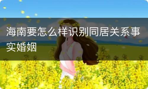 海南要怎么样识别同居关系事实婚姻