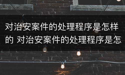 对治安案件的处理程序是怎样的 对治安案件的处理程序是怎样的呢