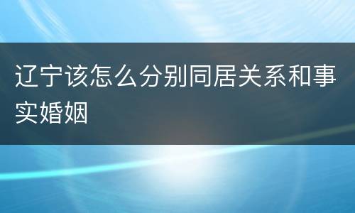 辽宁该怎么分别同居关系和事实婚姻