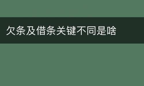 欠条及借条关键不同是啥