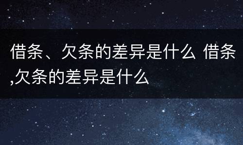 借条、欠条的差异是什么 借条,欠条的差异是什么