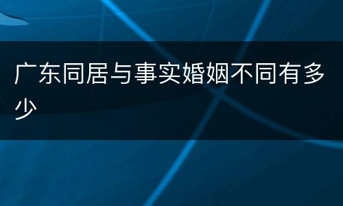 广东同居与事实婚姻不同有多少