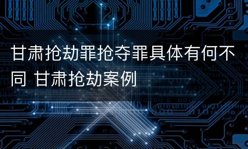 甘肃抢劫罪抢夺罪具体有何不同 甘肃抢劫案例