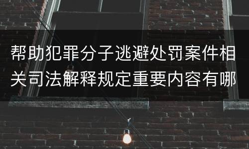 帮助犯罪分子逃避处罚案件相关司法解释规定重要内容有哪些