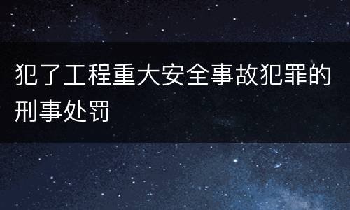 犯了工程重大安全事故犯罪的刑事处罚