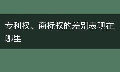 专利权、商标权的差别表现在哪里