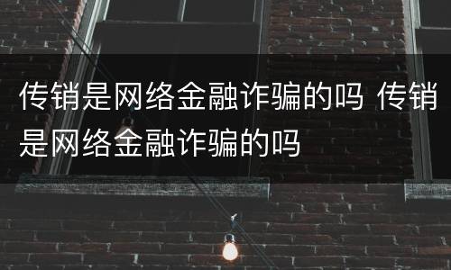 传销是网络金融诈骗的吗 传销是网络金融诈骗的吗