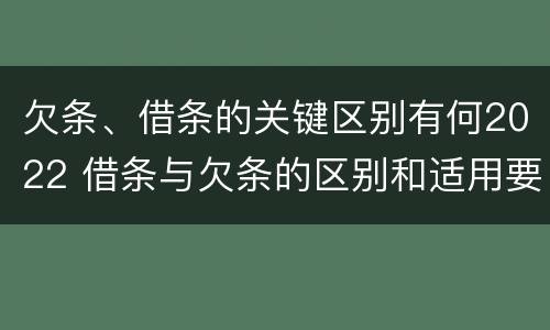 欠条、借条的关键区别有何2022 借条与欠条的区别和适用要点