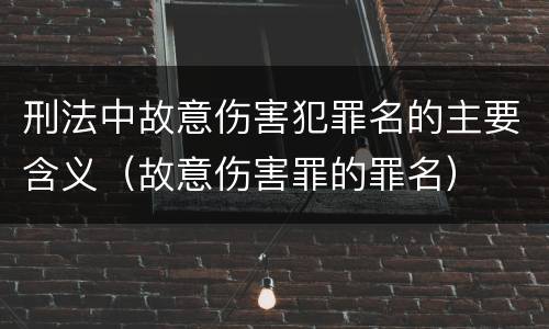 刑法中故意伤害犯罪名的主要含义（故意伤害罪的罪名）