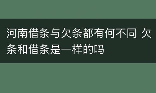 河南借条与欠条都有何不同 欠条和借条是一样的吗