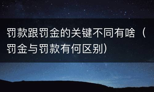 罚款跟罚金的关键不同有啥（罚金与罚款有何区别）