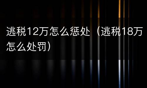 逃税12万怎么惩处（逃税18万怎么处罚）