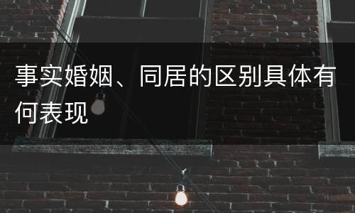 事实婚姻、同居的区别具体有何表现