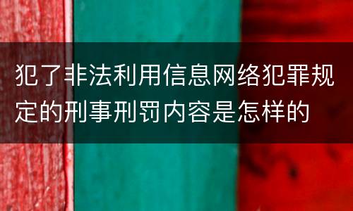 犯了非法利用信息网络犯罪规定的刑事刑罚内容是怎样的