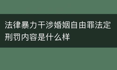 法律暴力干涉婚姻自由罪法定刑罚内容是什么样