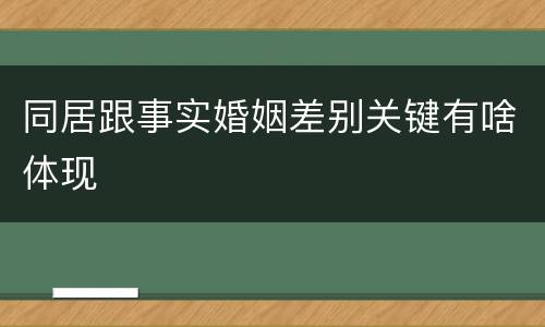 同居跟事实婚姻差别关键有啥体现