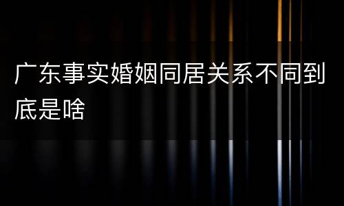 广东事实婚姻同居关系不同到底是啥