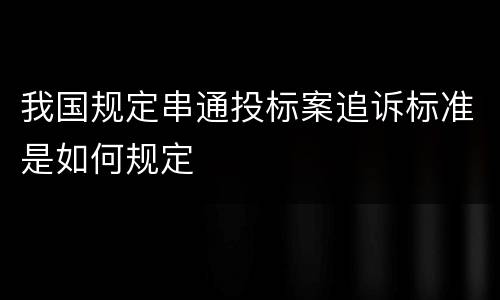 我国规定串通投标案追诉标准是如何规定