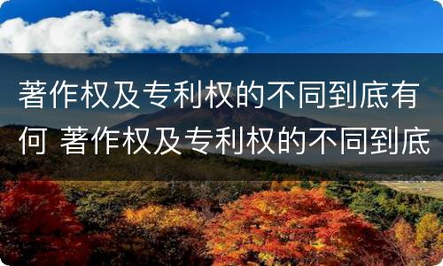 著作权及专利权的不同到底有何 著作权及专利权的不同到底有何特点