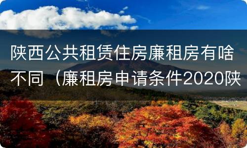 陕西公共租赁住房廉租房有啥不同（廉租房申请条件2020陕西）