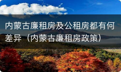 内蒙古廉租房及公租房都有何差异（内蒙古廉租房政策）