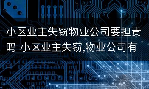 小区业主失窃物业公司要担责吗 小区业主失窃,物业公司有没有责任