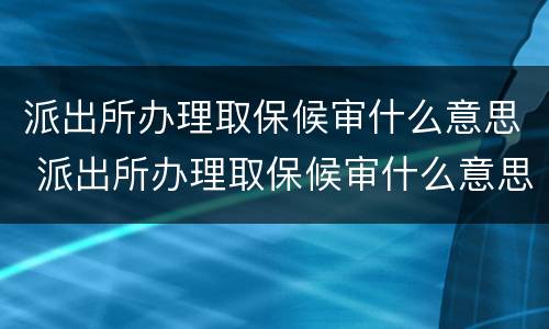 派出所办理取保候审什么意思 派出所办理取保候审什么意思呀