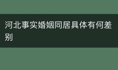 河北事实婚姻同居具体有何差别