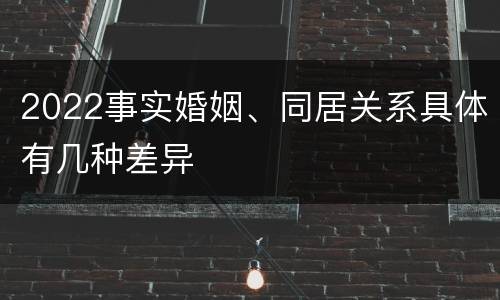 2022事实婚姻、同居关系具体有几种差异